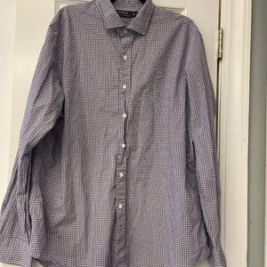 Mens Polo Ralph Lauren Classic Fit Purple Plaids Button Down Dress Shirt Size XL